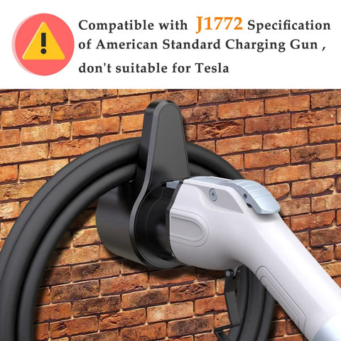 Super Tuff EV Charger Holder Wall Mount keeps your J1772 nozzle and cables tucked in tight against a brick wall.