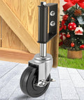 Heavy Duty Gate Caster With Built In Spring For Wooden Gates And Fences, Swivel Wheel, 250 Lbs Load Capacity, 4 Inch Rubber Wheel