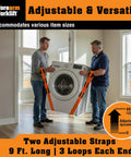 Two Person Moving Straps For Heavy Furniture And Appliances, Lifts Feel About Sixty Six Percent Lighter With Leverage in use.