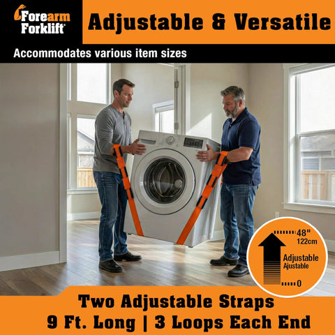 Two Person Moving Straps For Heavy Furniture And Appliances, Lifts Feel About Sixty Six Percent Lighter With Leverage in use.