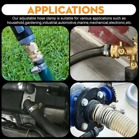Beefed-Up 304 Stainless Steel Hose Clamps Kit With 175 Pieces used in automotive, plumbing, and gardening applications