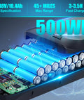 Close-up of 48V 500Wh battery for Electric Bike For Adults 26 Inch Commuter E Bike with 48V 500Wh Removable Battery Fast Charge