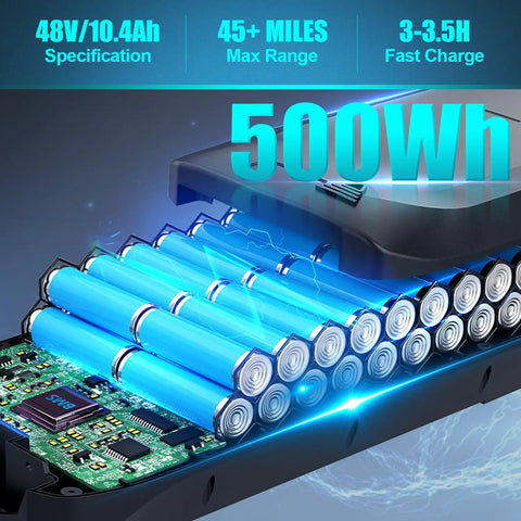 Close-up of 48V 500Wh battery for Electric Bike For Adults 26 Inch Commuter E Bike with 48V 500Wh Removable Battery Fast Charge