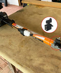 2 Pack Hammer Trigger Power Tool Switches With Pushbutton 6A 110 Type installed on orange power tool handle