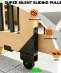 Heavy Duty Sliding Gate Hardware Kit For Wood Fences With Anti Sag Design Space Saving Gate System For Narrow Driveways Pets And Kids Safe Easy Roller Track Installation, black wheel on wood gate