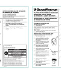 Instruction manual for GearWrench Half Inch Drive 84 Tooth Non Quick Release Ratchet Repair Kit in multiple languages.
