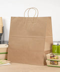 Large Kraft Paper Gift Bags With Handles 100 Pack Brown Eco Friendly Grocery Shopping Retail Takeout Bags Durable Loop Handles