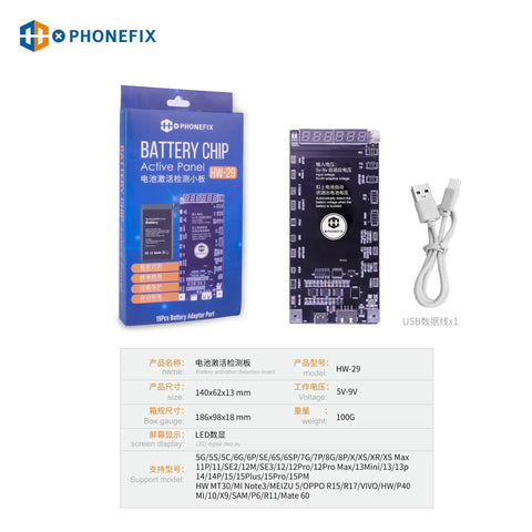 Battery Activation Detection Board For iPhone 5 Through 15 Pro Max And Android Phones With Type C And USB Interfaces The Go To All In One Circuit Board Charging Tester And Battery Diagnostics For Fast Activation, HW-29 board with USB cable