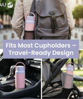 Portable Breast Milk Cooler Keeps Infant Formula And Breastmilk Icy Fresh For Up To 15 Hours With Triple Wall Vacuum Insulation Stainless Steel Build And Bpa Free Bottle Plus Ice Pack For No Sweat Road Trips in a car cup holder and stroller.