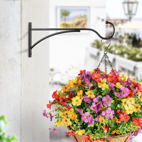 Built Tough 11 Inch Plant Hanger Hooks 2 Pack Heavy Duty Metal Wall Mount Brackets For Hanging Baskets Bird Feeders Wind Chimes And Lanterns Matte Black Backyard Ready Kit