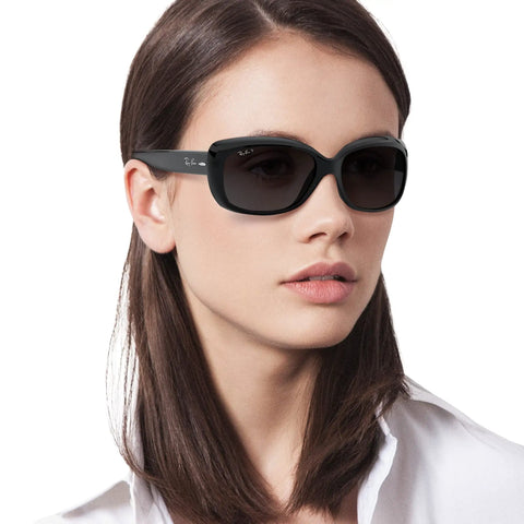 Woman wearing Dope Jackie Ohh Butterfly Sunglasses For Women, Black Frames With Polarized Light Grey Gradient Lenses, 58mm, Medium Fit