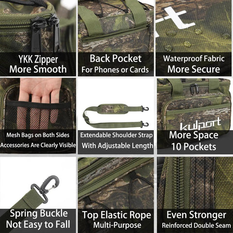 Versatile Fishing Tackle Bag With Non Slip Shoulder Strap For Freshwater And Saltwater, features and details UI shot