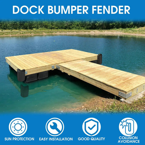 Two Pack Dock Corner Bumpers With Inflatable Fenders For Your Boat Docks No Nonsense Protection; black bumpers on dock corner