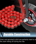 40T Sprocket 420 Chain Kit For Coleman And Predator Mini Bikes Includes 42 And 90 Link Chains Rear Chain Replacement shown on bike