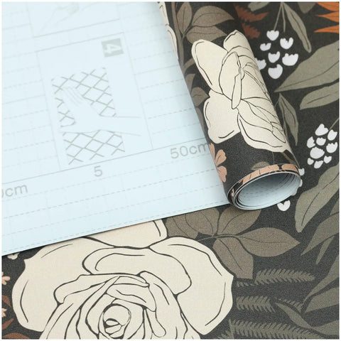 Peel And Stick Floral Wallpaper Removable Mural With Vintage Rose Leaf Pattern In Black Brown And Beige Easy No Mess Install