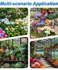 Gardens and greenhouse showcasing multi-scenario application of 45 Pack Quick Connect Drip Irrigation Fittings Kit For 1/4 Inch Tubing With Push To Fit Connectors Includes Straight Couplers Tees Elbows And End Plugs For Easy Garden Sprinkler System Setup.