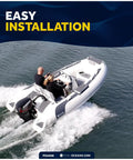 Boat on water demonstrating brass one quarter inch NPT male fuel tank connector use for Yamaha and Mercury engines