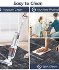 Easy to clean office chair mat showcasing vacuum clean, machine washable, and spot clean methods, 36 By 48 Inches Tough As Nails Office Chair Mat For Hardwood And Tile Floors, No Slip Surface, Smooth Glide For Rolling Computer Chair, Protects Hard Floors And Low Pile Carpet, Durable Desk Mat For Your Home Office.