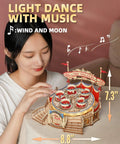 3D Wooden Puzzle Kit With LED Music Box For Adults And Teens Buildable Wooden Model Kit With Rotating Seats Lights And Music STEM Gift Idea For Christmas Hands On Challenge That Delights And Teaches Crafting Logic And Patience, 8.8x7.3 in