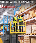 Built Tough Heavy Duty Forklift Safety Cage 1200 Lb Work Platform Foldable Man Basket For Aerial Jobs in warehouse setting.