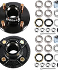 Heavy Duty 4 Lug Trailer Hub Kit For 2000 Lbs Boat Rigs With 4x4 Inch Bolt Pattern and Straight Spindle Fitment, includes bearings and seals.