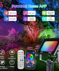 10W RGBIC Lit Color Changing Landscape Light With App And Remote Control in use, illuminating a garden with vibrant colors