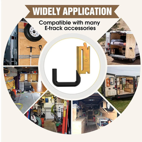 Image showing E Track Hooks 8 Pack With Spring Fittings Heavy Duty Steel Hangers for trailers and vans with multiple applications.