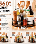Sweetly Spinning 10 Inch Lazy Susan Turntable Organizer For Kitchen Counters Cabinets And Pantries with 360 rotation and spice jars.