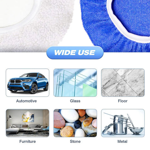 5 To 6 Inch Car Polisher Pad Bonnet Set With 15 Buffing Pads, 10 Microfiber Wax Pads And 5 Woolen Pads, Elastic Band Pro Grade Fit For Easy Waxing, Polishing And Dust Removal On Painted Surfaces. Wide-use pads for car, glass, floor, furniture, stone, metal