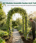 Walk Through Garden Arch Trellis For Climbing Plants Outdoor 3.9x7.9 Feet Steel With PE Coating Weather Resistant Black Garden Arbor in pathway