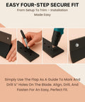 Installation guide showing heavy duty rubber cutting edge for snow plow, 60 inch wide by 4 inch high, with drilling process.