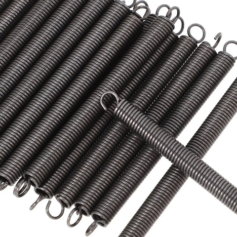 Get The Ultimate 20 Pc Small Stainless Steel Extension Springs Kit With Hook Ends Perfect For Quick Home Repairs Crafts And Mechanical Jobs To Fix Fence Gates Appliance Hinges Super Easy Install Tension Hardware.. black extension springs with hook ends, close-up