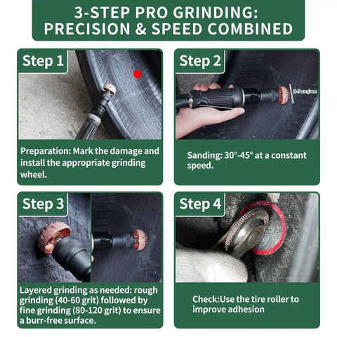 Low Speed Air Tire Buffer Kit With Tungsten Carbide Heads 42 Mm And 55 Mm For Inner Liner Polishing And Patch Tools