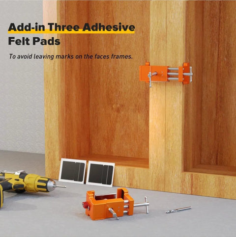 Heavy Duty Cabinet Face Frame Clamps 2 Pack With Alignment Plate And Side Screws, 440 Lbs Load, 4 Inch Opening, Orange