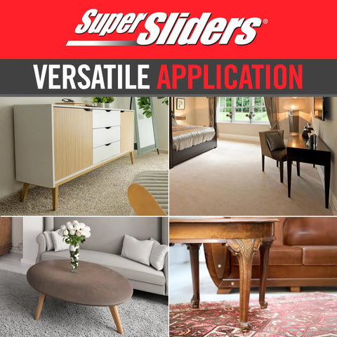 Slide Heavy Items With No Struggle Peel And Stick Floor Savers Round Furniture Sliders For Carpet gliding under various furniture styles.