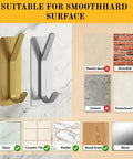 4 Pack Heavy Duty Peel And Stick Wall Hooks In Bright Gold Finish Rock Solid Heavy Hitter Design for smooth surfaces like glass or tile.