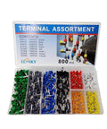 800 Piece Ferrule Wire Terminal Kit With Copper Crimp Connectors And Insulated Cord Pin End Terminals For AWG 22 To 10 Waterproof Visual Inspection Ready Comprehensive Wire Connector Set For Electrical Projects displayed in open case