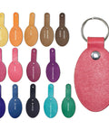 Fresh Oval Leather Key Fobs, 10 Pack Full Grain Vegetable Tanned Keychain Blanks With Hardware in assorted colors.