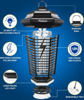 Outdoor Bug Zapper With LED Light 5600V Electric Fly Killer Plug In Mosquito Zapper For Indoor Or Outdoor Use 3 Prong Plug