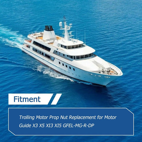 Large yacht on water showcasing fitment for Beefy Heavy Duty Trolling Motor Prop Nut Replacement For Motor Guide X3 X5 XI3 XI5