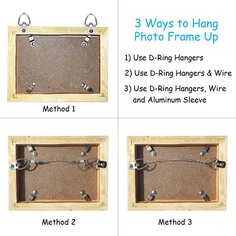 Three methods to use All In One Picture Hanging Kit With D Ring Hangers And Screws, Aluminum Sleeves, 100 Feet Wire And Screwdriver