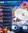 Two Pack 13 Foot IP68 Waterproof 3 Pin Extension Cables For Smart Outdoor String Lights, shown coiling with connectors.