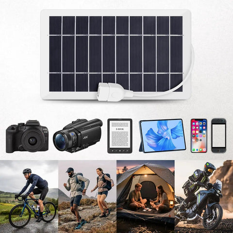 Dope Solar Charger Kit For Phones And Cameras, Portable Solar Panel for outdoor travel, camping and hiking, weatherproof white