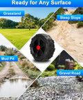 Heavy Duty Anti Slip Rubber Tire Grip Upgrade Kit For Kids Electric Cars on various surfaces: grass, gravel, mud, and steep slopes.