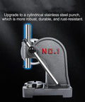 Premium Quality Hella Durable 1 Ton Manual Arbor Press With Comfort Grip Handwheel For Precision Metal Stamping And Heavy Duty Bending with a stainless steel punch.