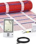 10 Sqft Electric Floor Heating Mat Kit For Tile Floors 120V with thermostat, adhesive mat, and floor sensor, easy install DIY kit
