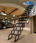 Electric Attic Ladder With Remote Control Pull Down Loft Stairs And Heavy Duty Carbon Steel Retractable Ceiling Staircase in garage