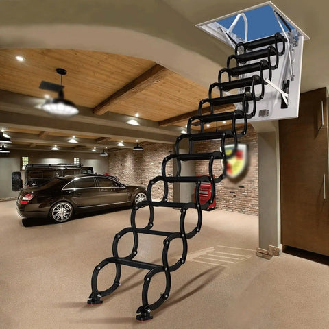 Electric Attic Ladder With Remote Control Pull Down Loft Stairs And Heavy Duty Carbon Steel Retractable Ceiling Staircase in garage