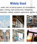 Collage showing industrial and agricultural uses of NPT 1 Inch Male Thread to 1 Inch OD Barb Stainless Steel Pipe Fitting.
