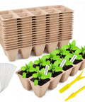 240 Cell Seed Starter Tray Kit with Biodegradable Peat Pots and Germination Trays Organic Seed Starting System Includes 24 Labels and 2 Transplant Tools